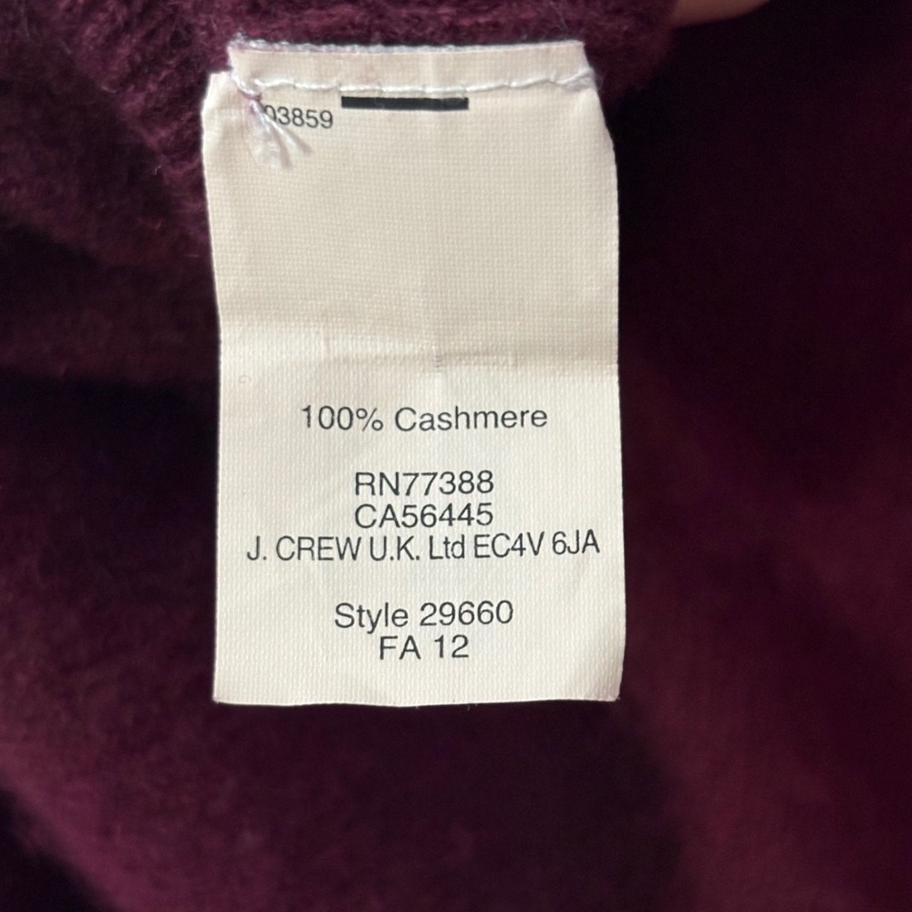 J.Crew Sweater Womens M Burgundy 100% Italian Cashmere V-Neck Pullover 29660 - Picture 8 of 9